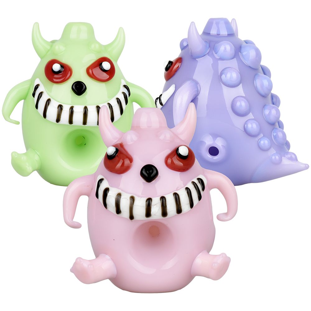 Alien Party Monster Glass Hand Pipe - 2.5" / Colors Vary