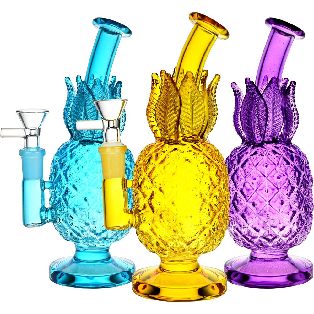 Pineapple Hospitality Glass Water Pipe - 7.75" / 14mm F / Colors Vary