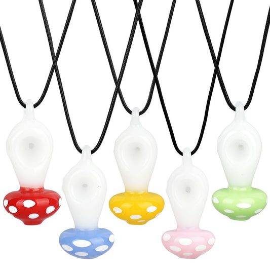 5CT BUNDLE - Mushroom Pipe Necklace - 2.5" / Assorted Colors