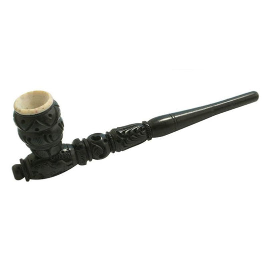 Wooden Pipe w/ Wood & Stone Bowl | 8 Inch - Smoke N’ Poke