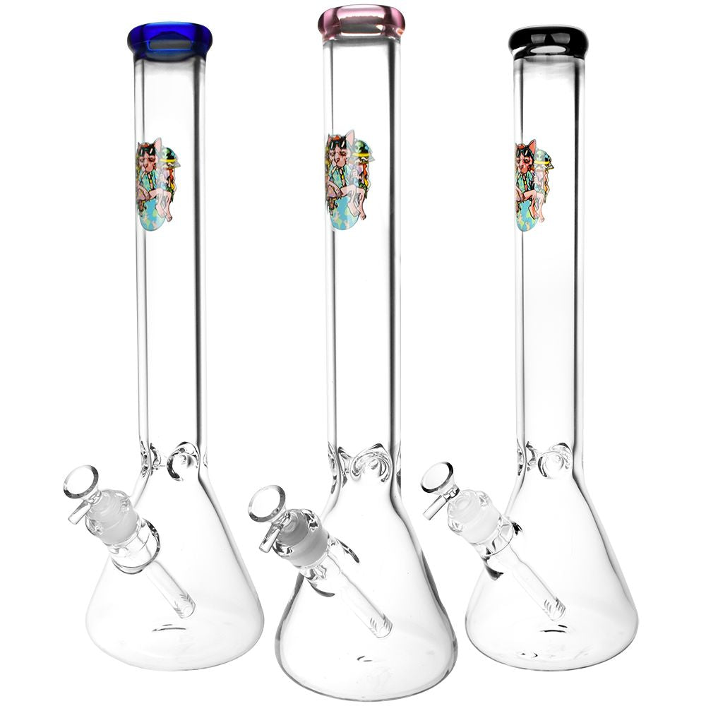 Chill Cat Glass Beaker Water Pipe | 14mm F | Colors Vary