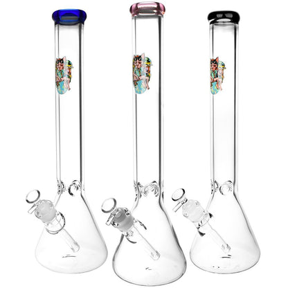 Chill Cat Glass Beaker Water Pipe | 14mm F | Colors Vary