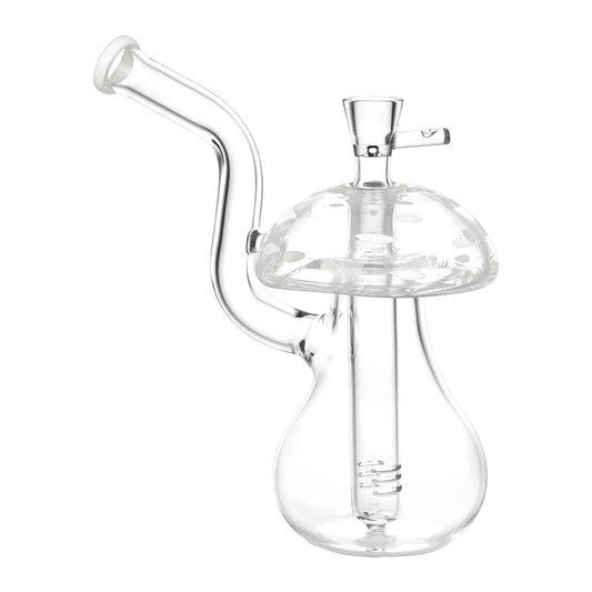 Clear Mushroom Glass Water Pipe - 6.5" / 14mm F