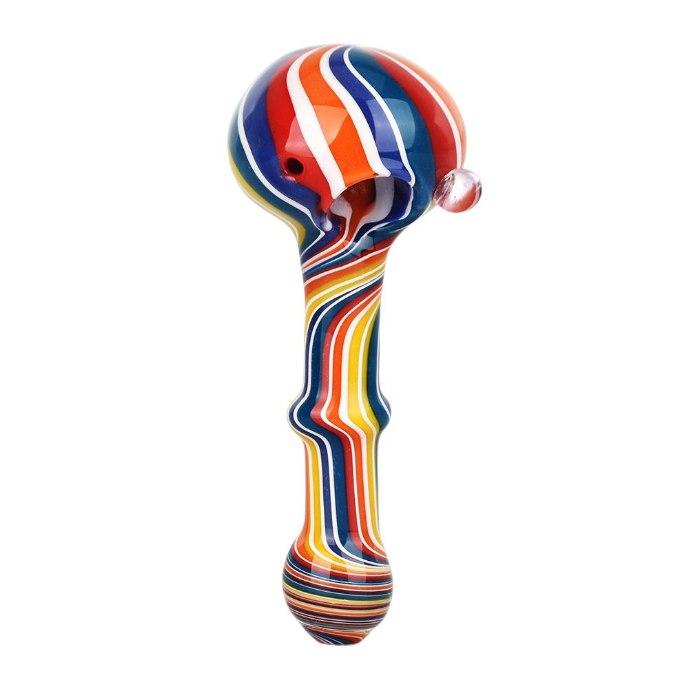 Rainbow Stripes Glass Spoon Pipe - 5"