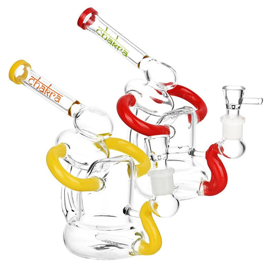 Chakra Recline And Align Recycler Glass Water Pipe - 6.25" / 14mm F / Colors Vary