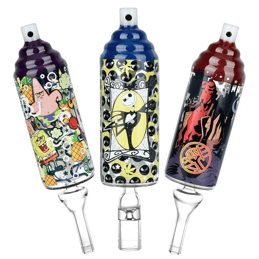 Dabtized Spray Paint Puffs Bubbler Dab Straw &amp; Dry Herb Pipe - 6.75" / 10mm F / Diseños surtidos