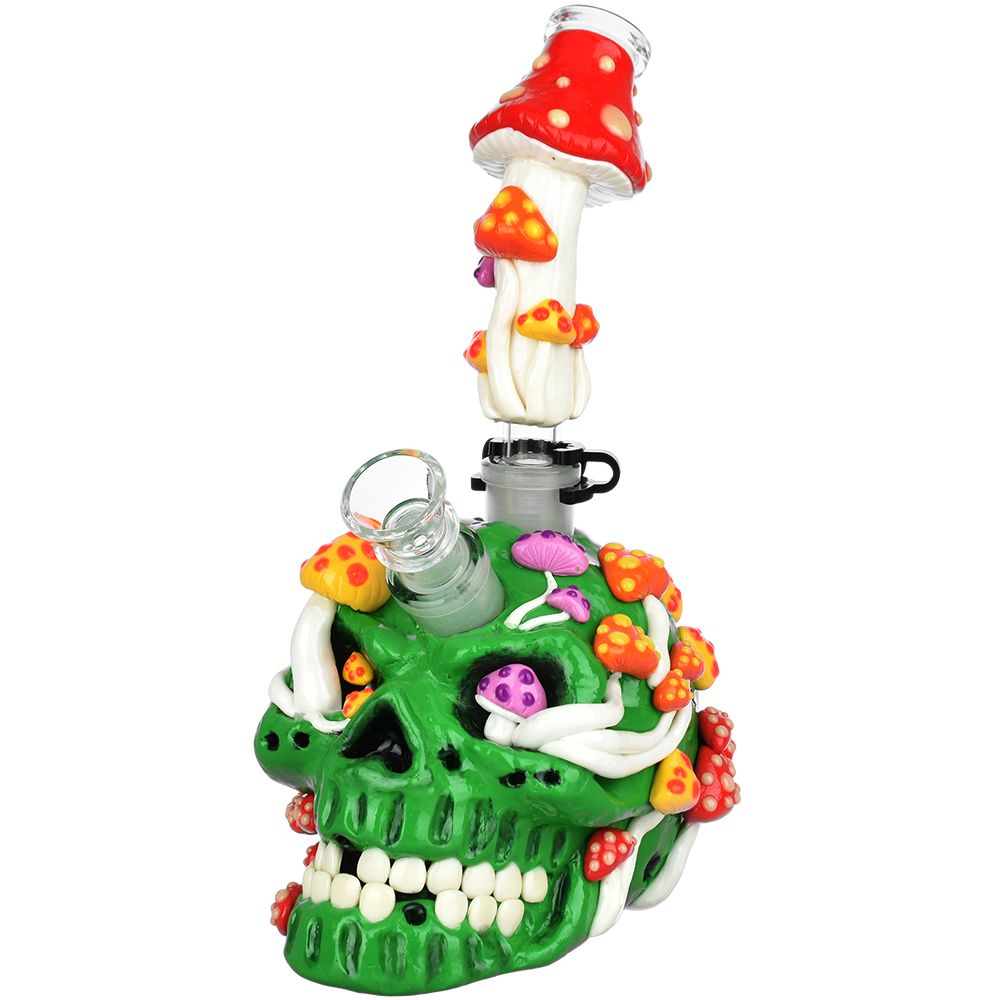 Mushroom Garden Sugar Skull Glass Water Pipe - 10" / 19mm F