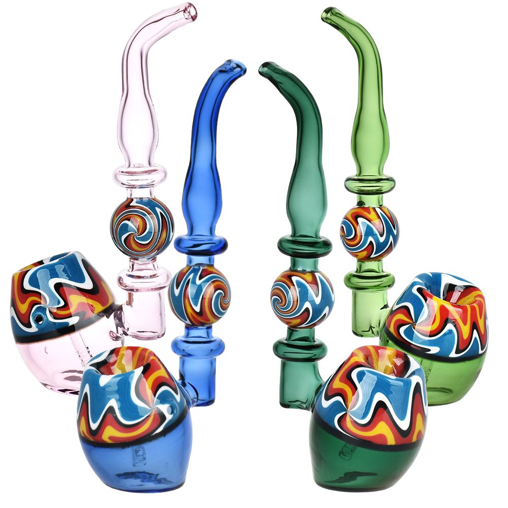 2CT BOX - Wig Wag Straight Sherlock Glass Bubbler - 7"