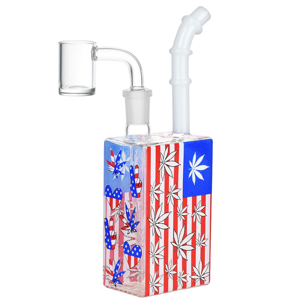 Patriotic Leaf Juice Box Glass Dab Rig - 7.5" / 14mm F