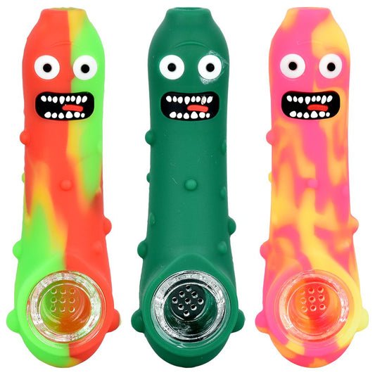 10CT BUNDLE - Pickle Richard Silicone Hand Pipe - 4.5" / Assorted Colors