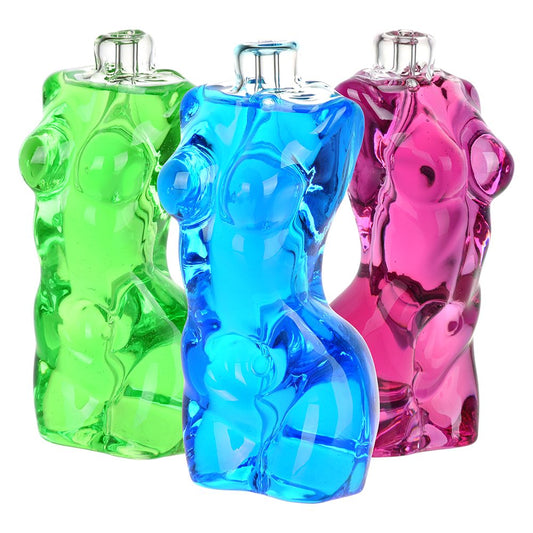 Buxom Body Glycerin Glass Hand Pipe - 4.25" / Colors Vary