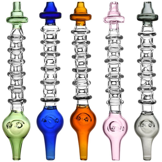 5CT BUNDLE - Rings of Enlightenment Glass Dab Straw - 6" / Assorted Colors