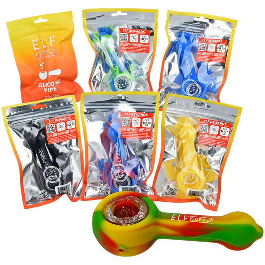 6CT BOX - ELF Supply Silicone Spoon Pipe - 4.5" / Assorted Colors