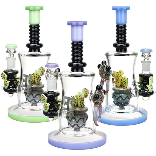 EG Glass Cactus Glass Water Pipe - 10.25" / 14mm F / Colors Vary