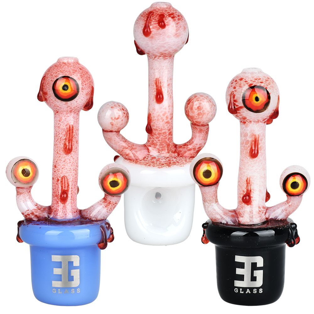 EG Glass Potted Eyeballs Glass Hand Pipe - 5" / Colors Vary