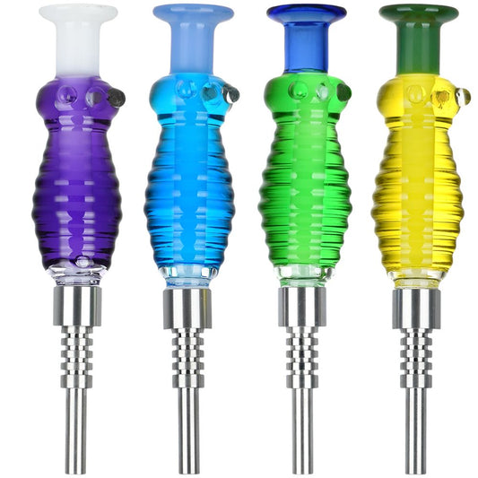 4CT BUNDLE - Phunky Phresh Glycerin Glass Dab Straw - Titanium Tip / 6.5" / Assorted Colors