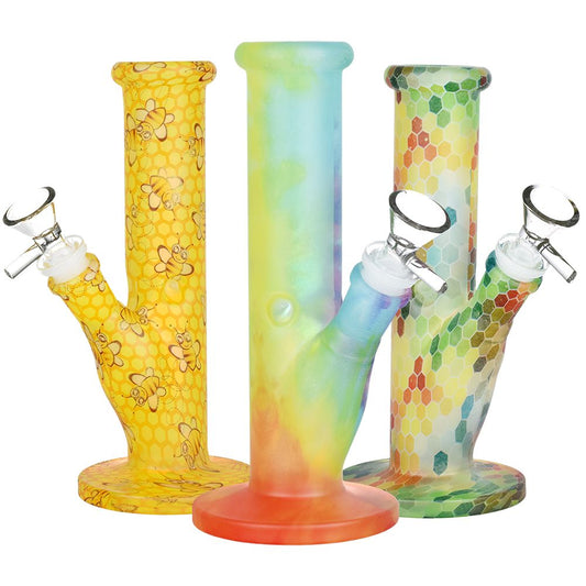 Bohemian Blend Straight Tube Glass Water Pipe - 7.75" / 14mm F / Designs Vary