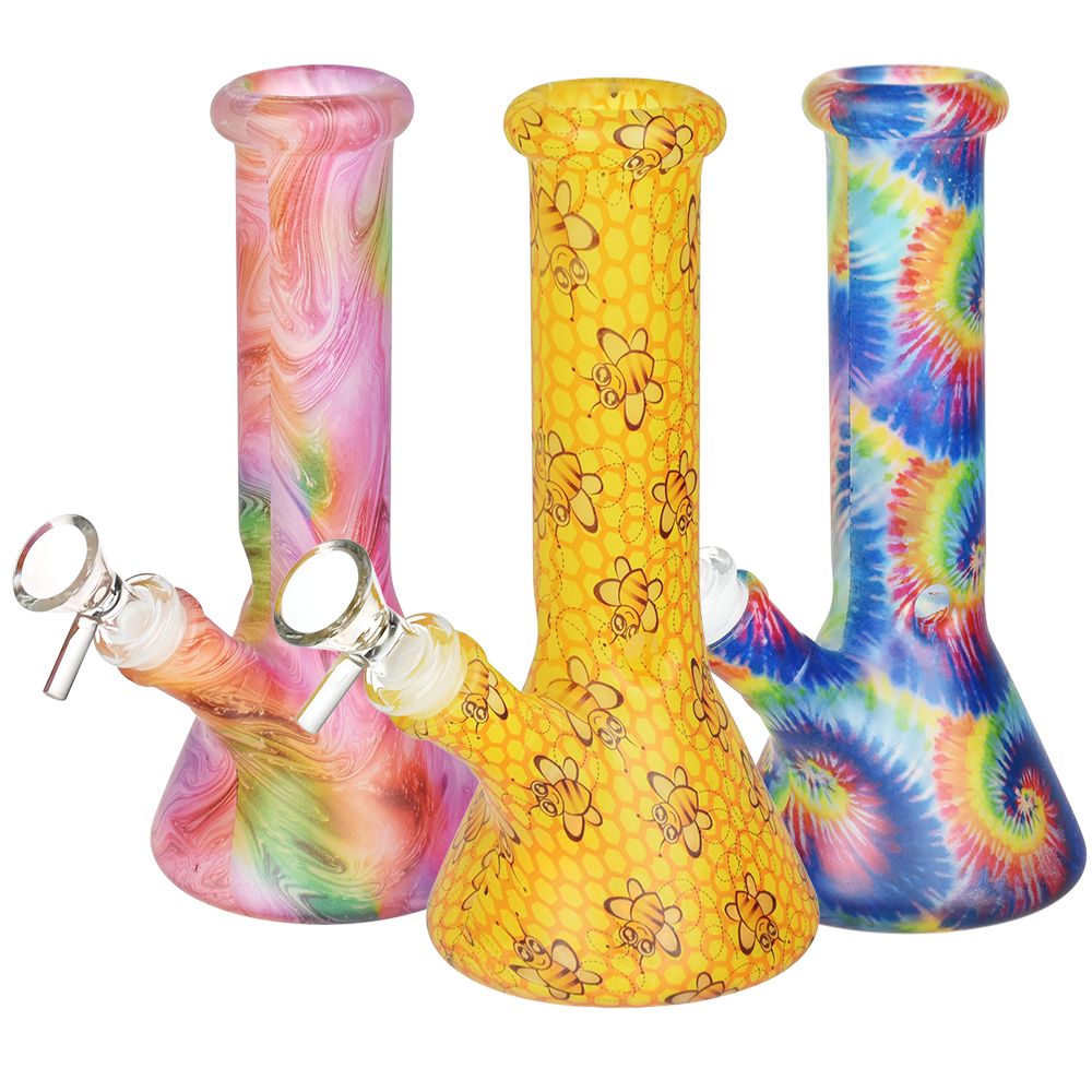 Bohemian Blend Glass Beaker Water Pipe - 8" / 14mm F / Designs Vary