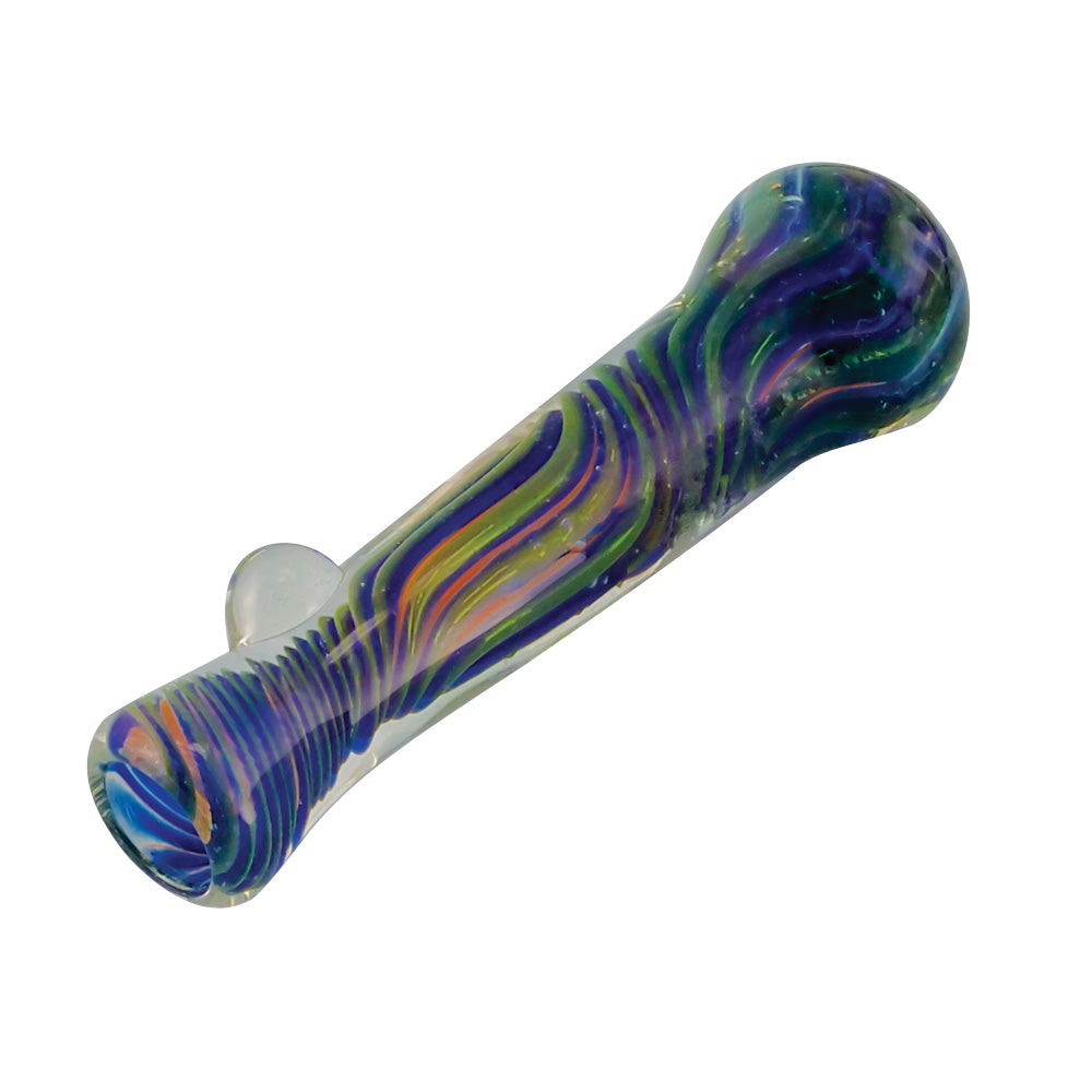 Multicolor Borosilicate Glass Chillum w/ Twists - Smoke N’ Poke