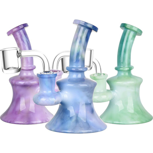 Marbled Tie Dye Mini Glass Dab Rig - 5" / 14mm F / Colors Vary