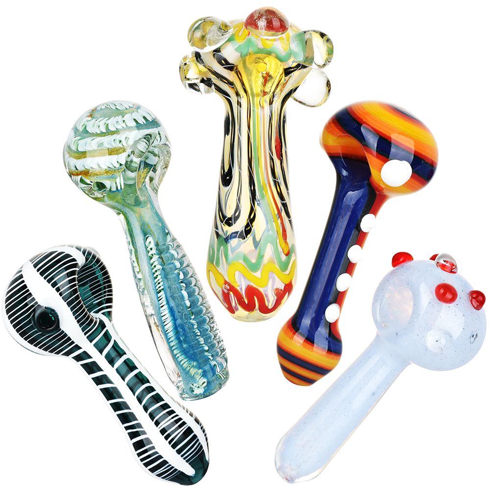 20CT BUNDLE - Future Shock Assortment Glass Spoon Pipes - 4.5" - 5.25"