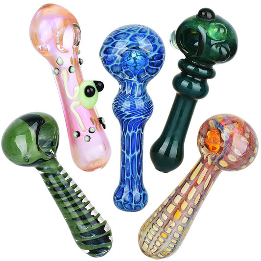 20CT BUNDLE - Deluxe Visions Assortment Glass Spoon Pipes - 4.75" - 5.75"