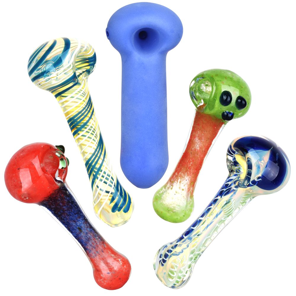 20CT BUNDLE - Eccentric Assortment Glass Spoon Pipes - 4.75" - 5.25"