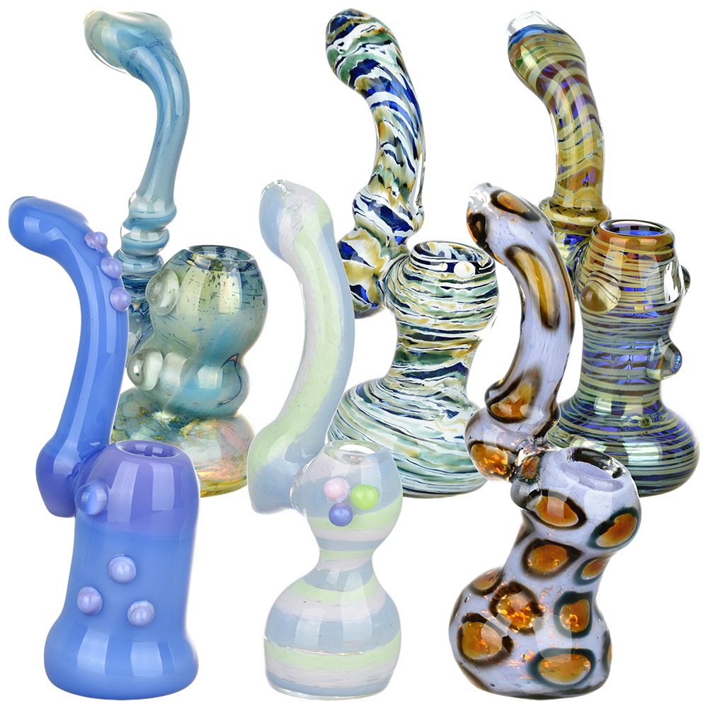 6CT BUNDLE - Big and Bold Assortment Glass Sherlock Bubblers - 6.75" - 8.75"