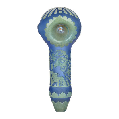 Milkyway Buddha Sandblasted Glass Spoon Pipe | 4.5"