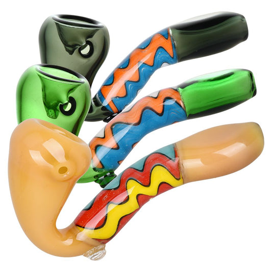 Groovy Waves Sherlock Glass Hand Pipe - 4" / Colors Vary