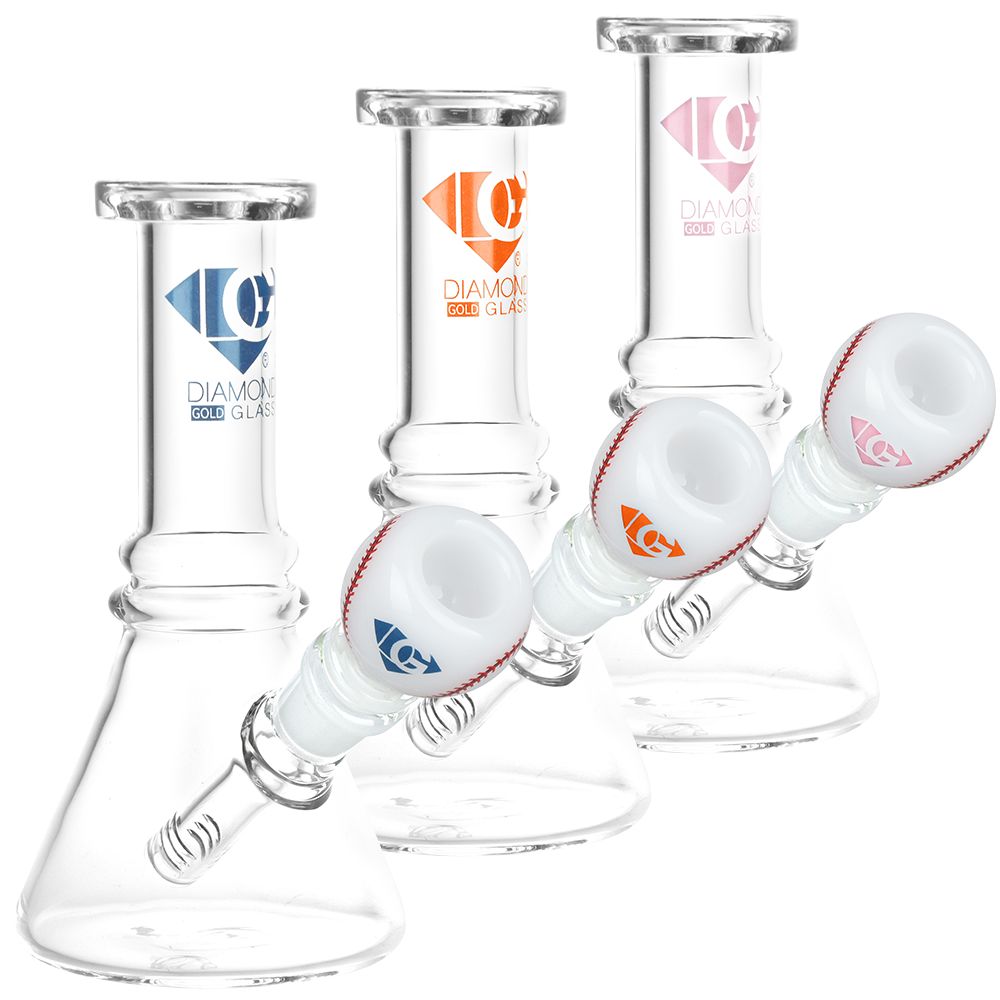 Diamond Glass Ace Water Pipe - 7" / 14mm F / Colors Vary