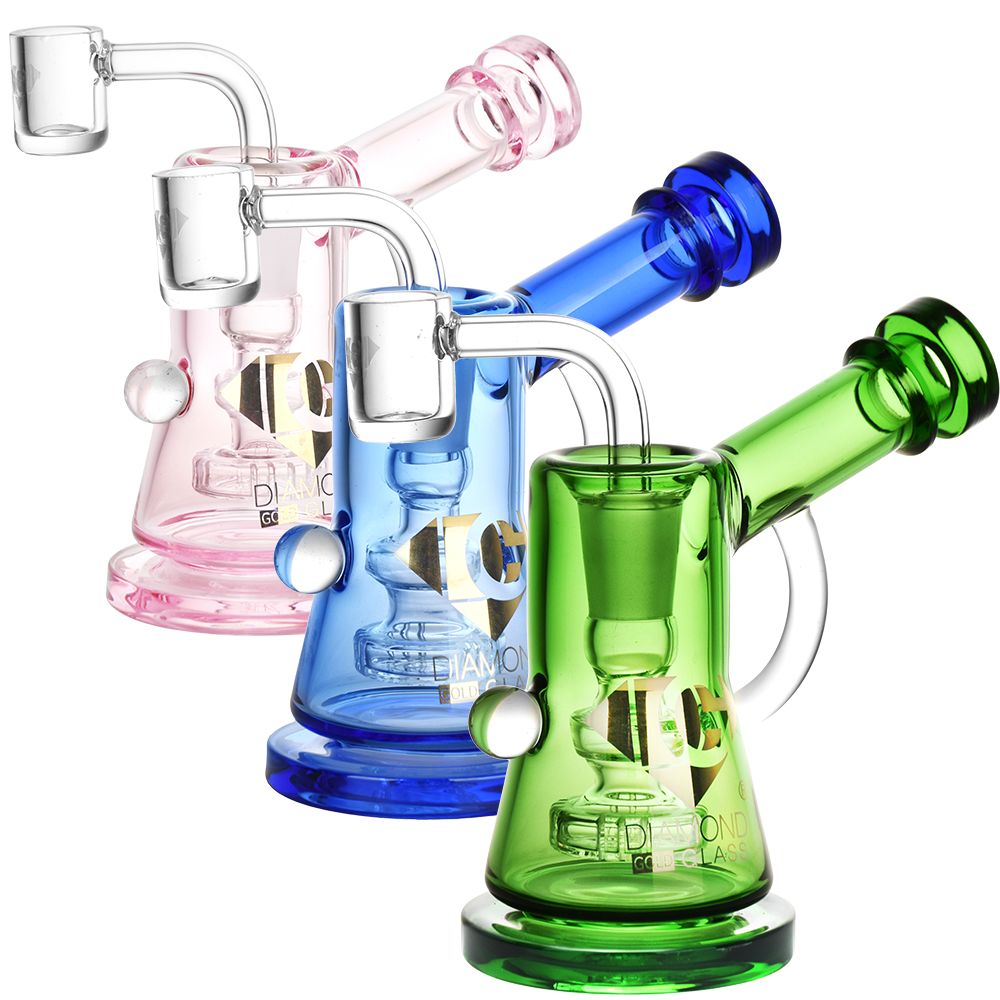 Diamond Glass Ray Mini Rig - 5" / 14mm F / Colors Vary