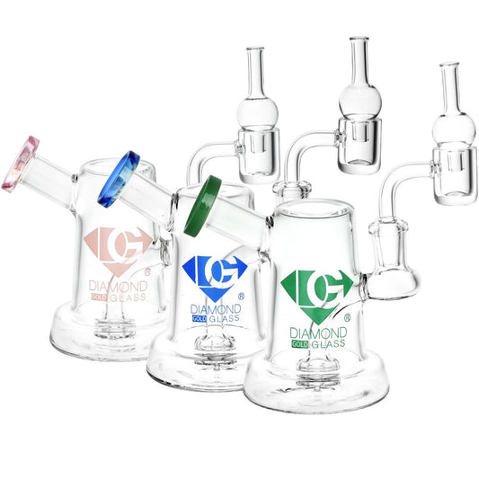 Diamond Glass Jug Mini Dab Rig - 6" / 14mm F / Colors Vary