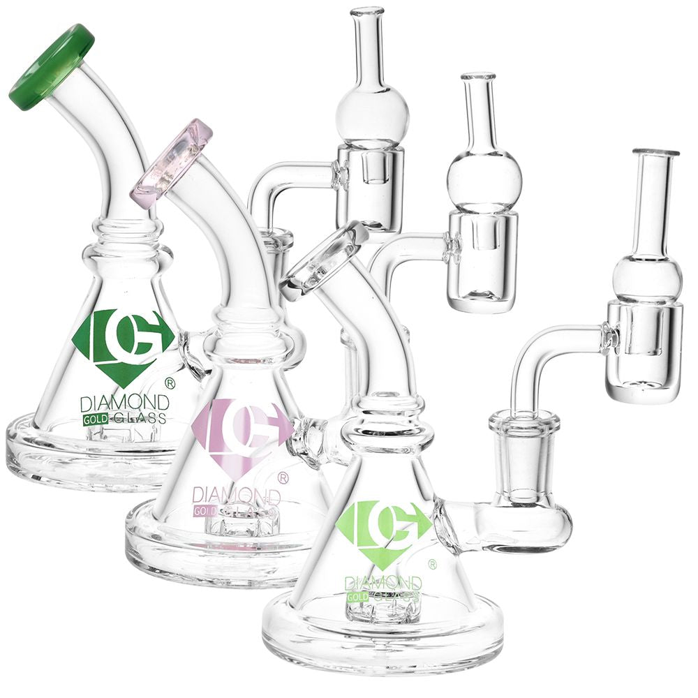 Diamond Glass Mini Coil Dab Rig - 4.75" / 14mm F / Colors Vary