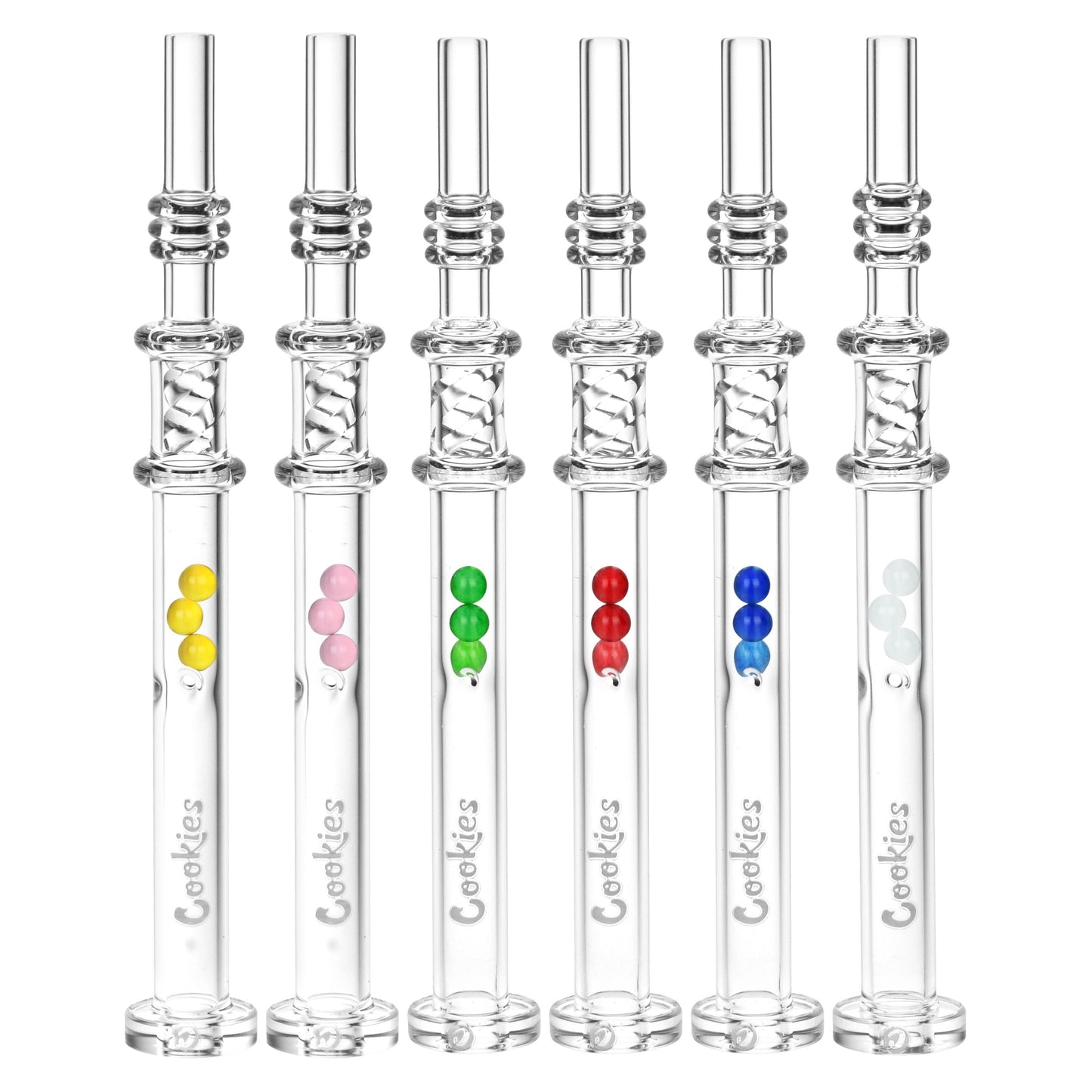 Cookies Honey Twist Glass Dab Straw w/ Integrated Tip - 6.25" / Colors Vary