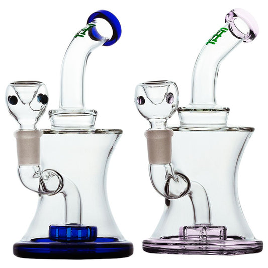 Hemper Hourglass V2 Glass Water Pipe - 7" / 14mm F / Colors Vary