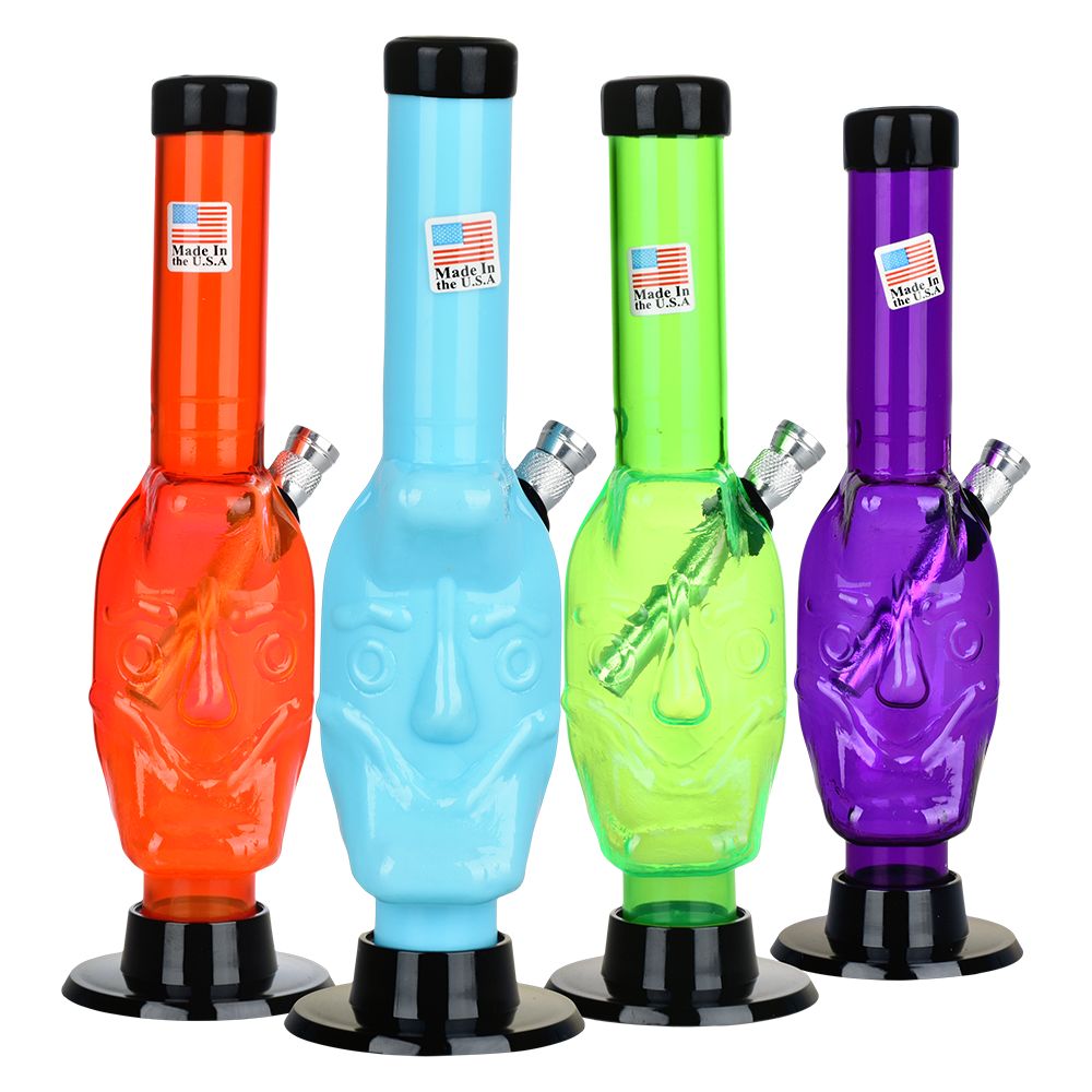 Moon Face Acrylic Water Pipe - 8" / Colors Vary