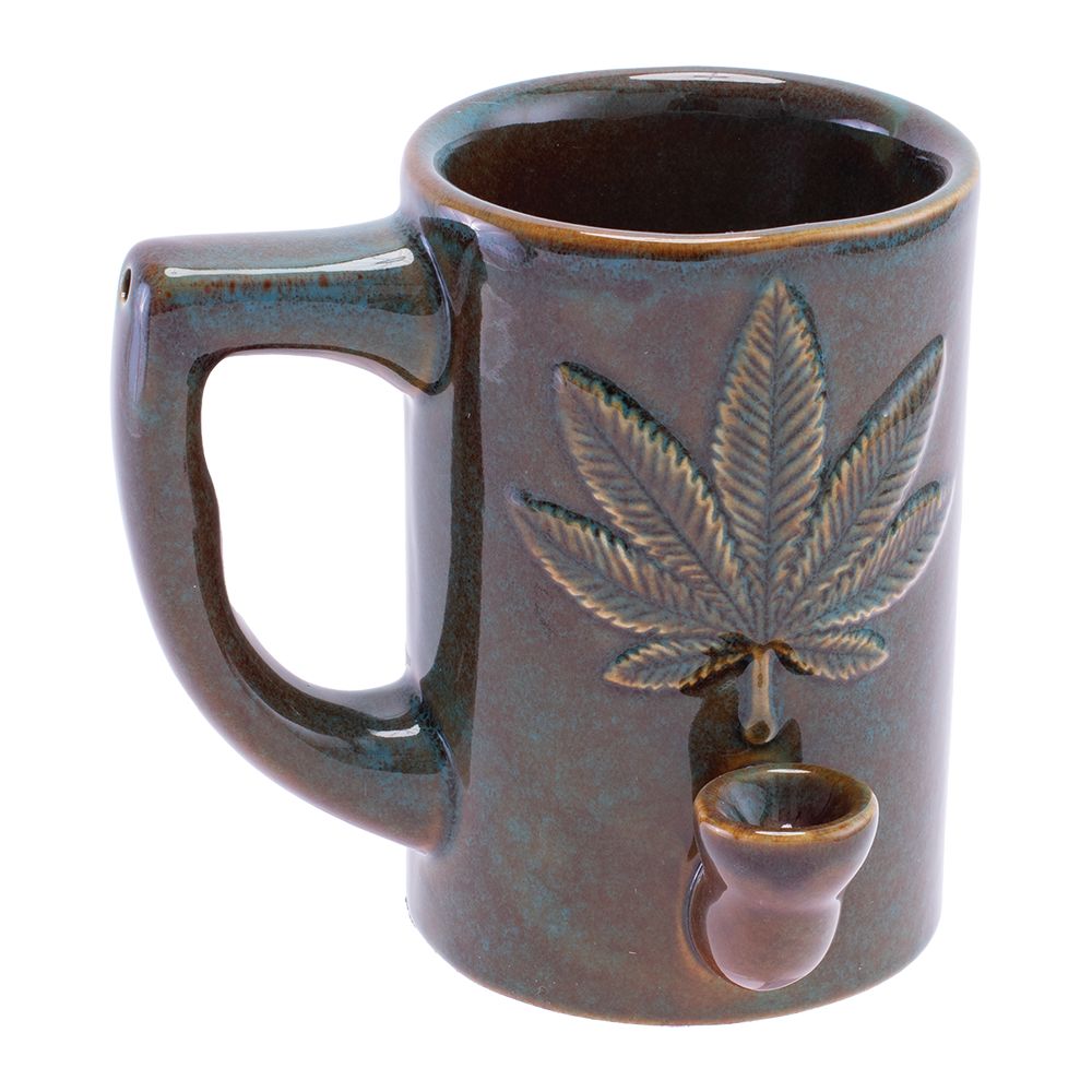 Glazed & Dazed Leaf Pipe Mug - 8oz / Blue