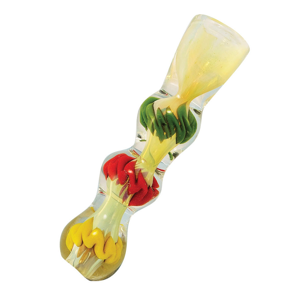 Rasta Color Glass Chillum Pipe - Smoke N’ Poke