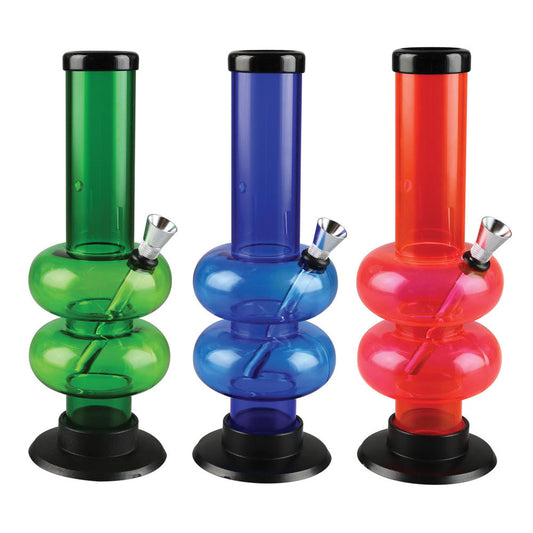 Acrylic Double Bubble Water Pipe - 9" / Colors Vary - Smoke N’ Poke