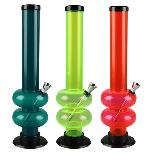 Acrylic Double Bubble Water Pipe - 12" / Colors Vary - Smoke N’ Poke