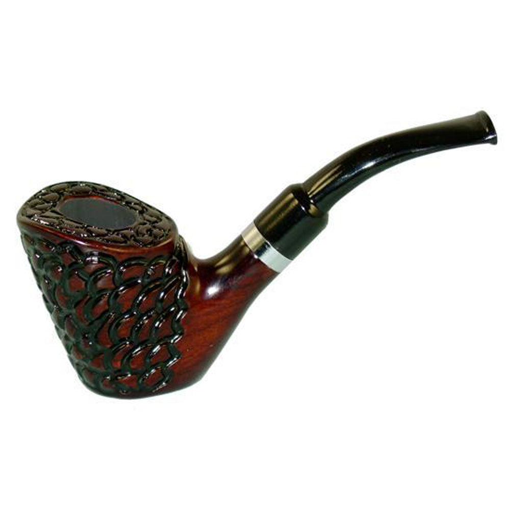 Shire Pipes Standing Carved Cherry Wood Tobacco Pipe - 5.5" - Smoke N’ Poke