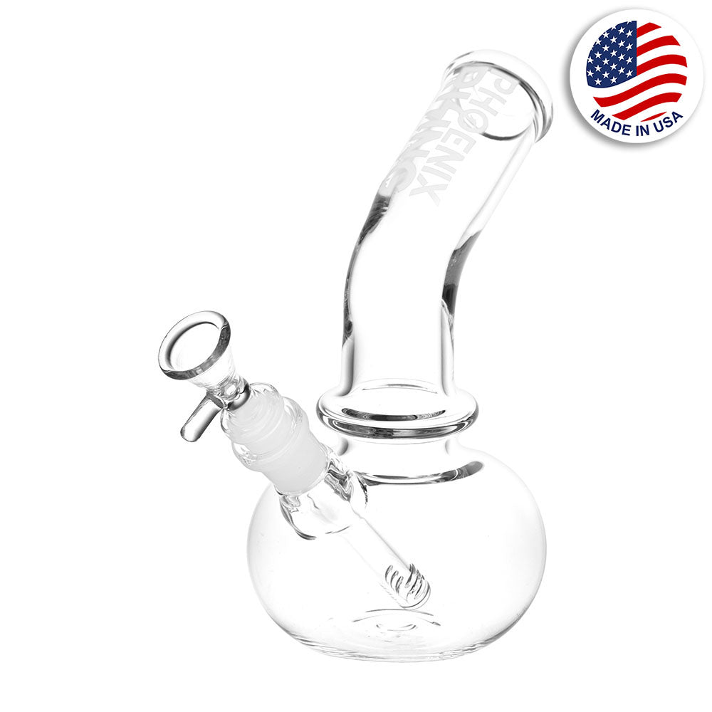 Phoenix Rising Bent Neck Beaker Glass Water Pipe - 8.75" / 14mm F / Clear - Smoke N’ Poke