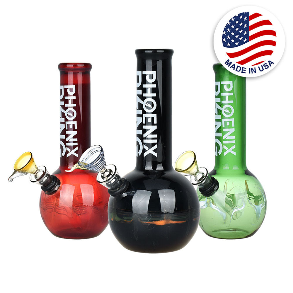 Phoenix Rising Round Base Water Pipe - 7"/Colors Vary - Smoke N’ Poke