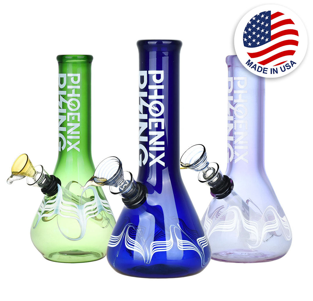 Phoenix Rising Beaker Base Water Pipe - 7"/Colors Vary - Smoke N’ Poke