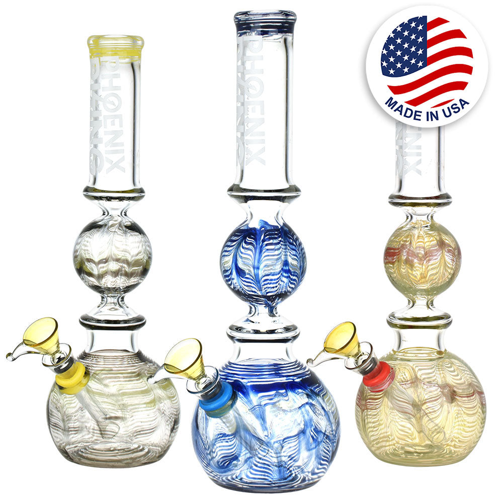 Phoenix Rising Bubble Ball Water Pipe - 10.75"/Colors Vary - Smoke N’ Poke