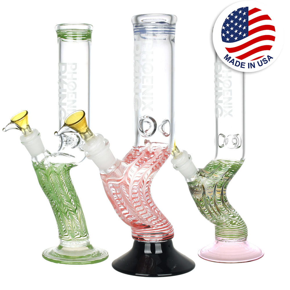 Phoenix Rising Hand Grip Water Pipe - 12"/14mm F/Colors Vary - Smoke N’ Poke