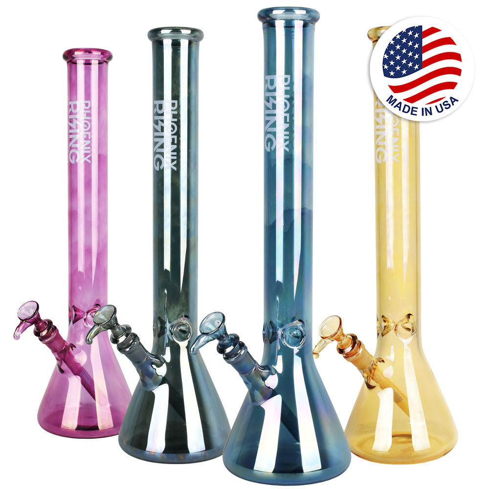 Phoenix Rising Shine Tall Beaker Water Pipe-18"/14mm F/Clrs Vry - Smoke N’ Poke