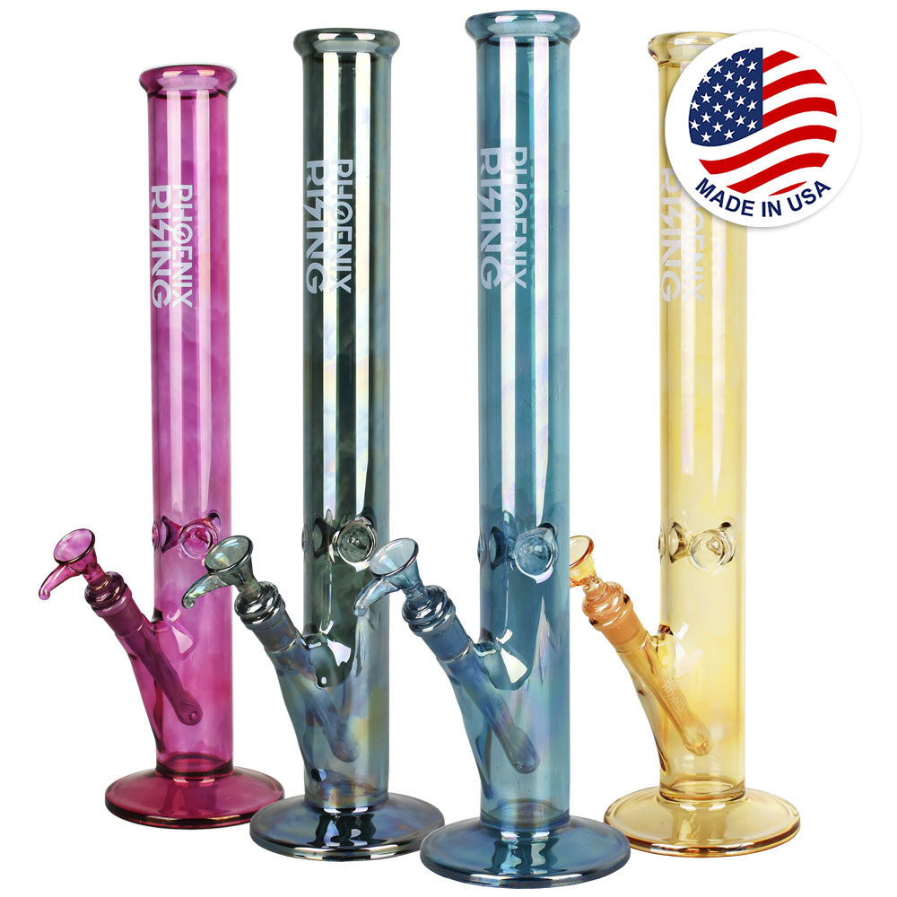 Phoenix Rising Shine Tall Straight Water Pipe-18"/14mm F/Color Vary - Smoke N’ Poke