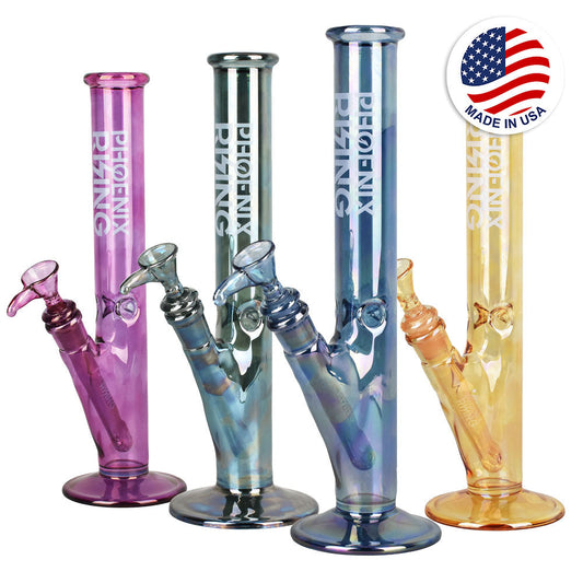 Phoenix Rising Shine Straight Slim Water Pipe - 12"/14mm F/Clrs Vry - Smoke N’ Poke